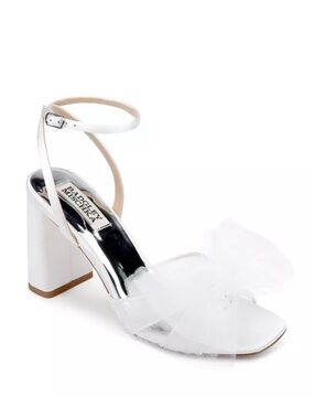 Badgley Mischka Women’s Tess Tulle Bow Block Heel Sandals